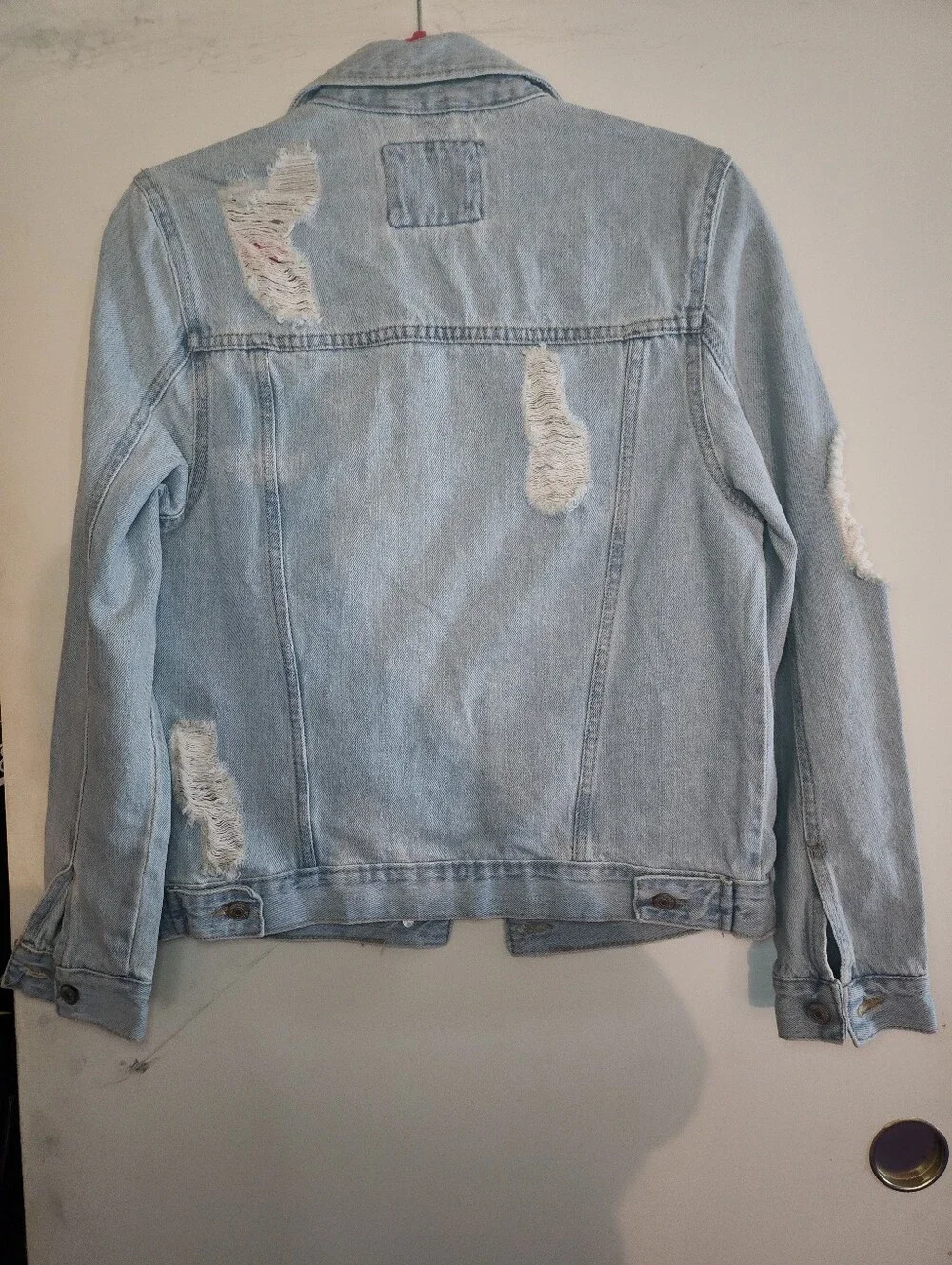 Custom Made 1 Of 1 Light Wash Embellished Denim Jacket with Colorful Patches - Picture 7 of 7